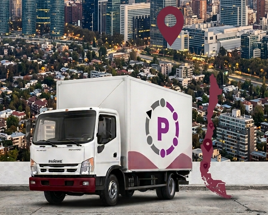Camión Pañiwe realizando retiro de equipos electrónicos en empresa
